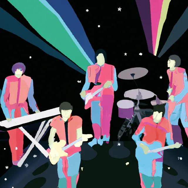 Illustration of the five members of Montay on stage